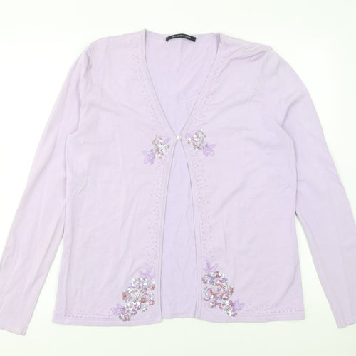 Windsmoor Womens Purple Embellished Viscose Cardigan Size S