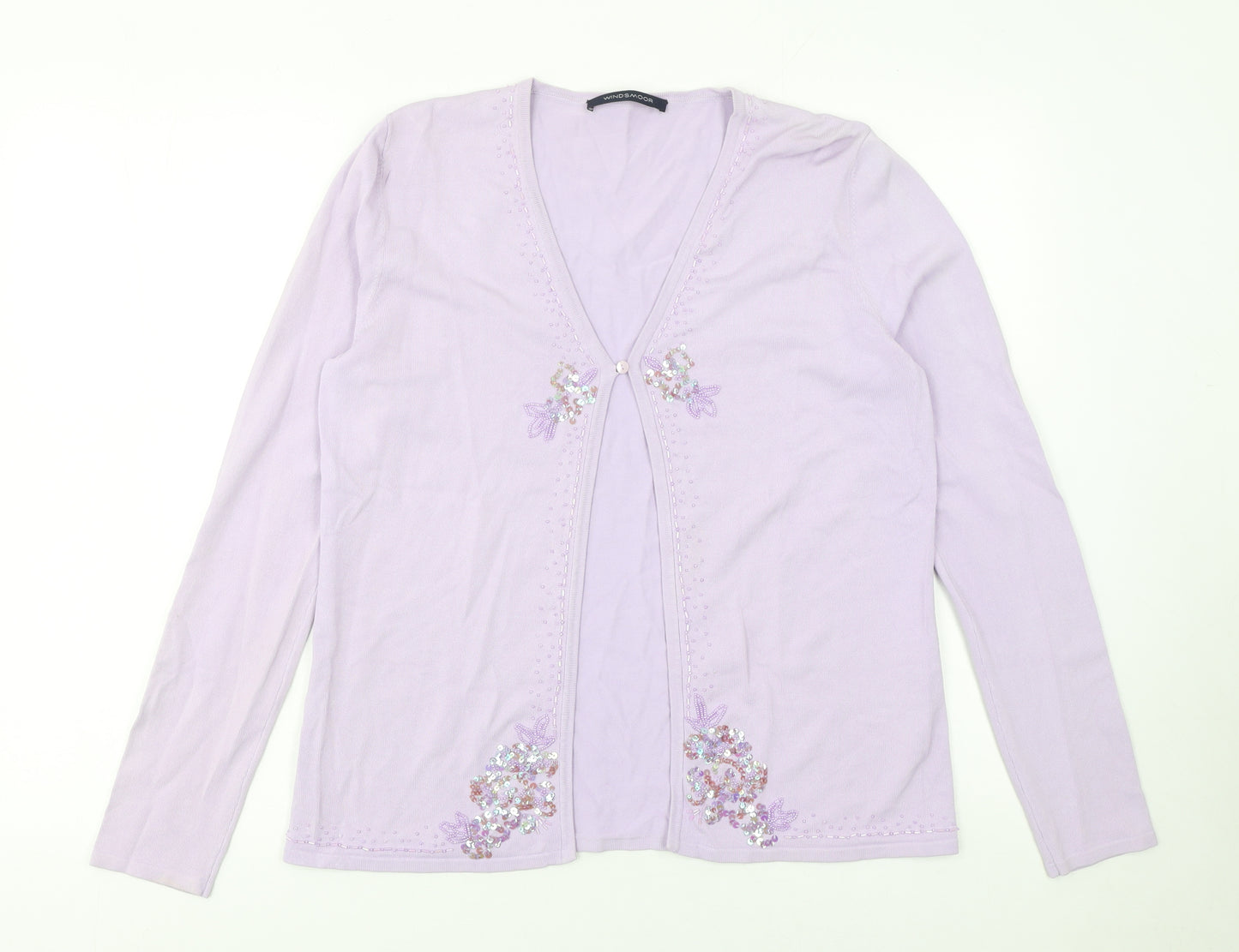 Windsmoor Womens Purple Embellished Viscose Cardigan Size S