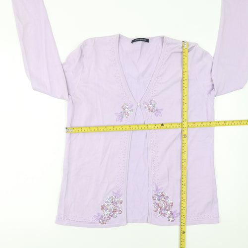 Windsmoor Womens Purple Embellished Viscose Cardigan Size S