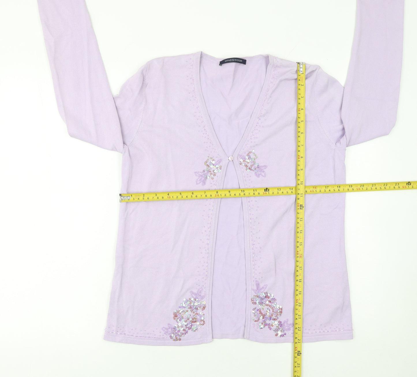 Windsmoor Womens Purple Embellished Viscose Cardigan Size S