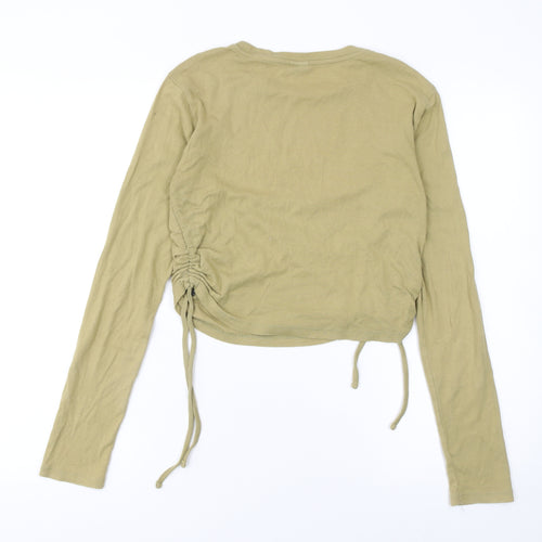 Urban Outfitters Women’s Green Cropped Butterfly Print Long Sleeve T-Shirt M