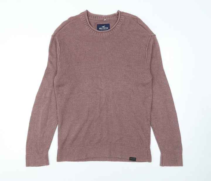 Hollister Men's Brown Cotton Crew Neck Pullover Jumper Size S