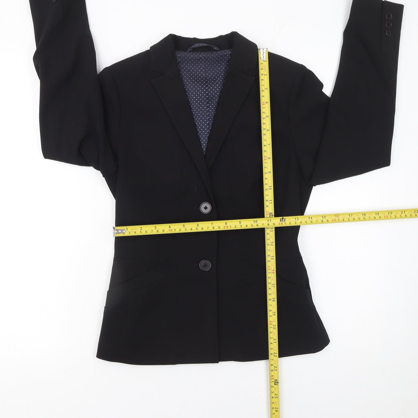 Jigsaw Women's Black Wool Blend Tailored Blazer UK 8