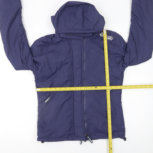 Superdry Women Blue Hooded Windbreaker Jacket Size S
