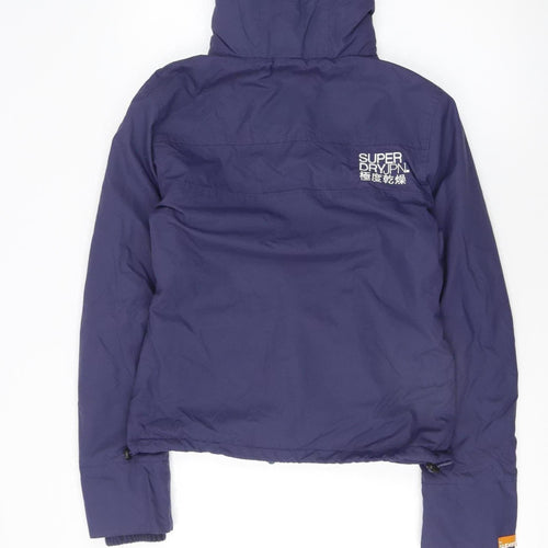 Superdry Women Blue Hooded Windbreaker Jacket Size S