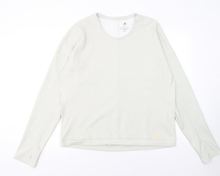 Adidas Women’s White Climalite Running Top XL Long Sleeve Sports Tee