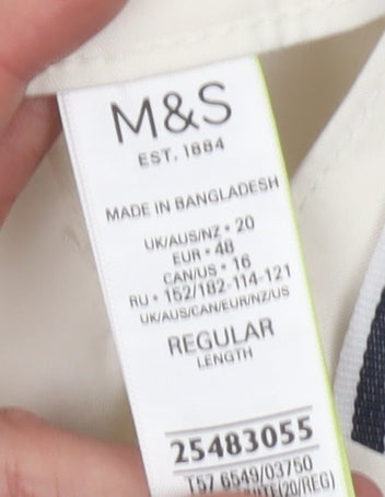 Marks and Spencer Women’s Ivory Cropped Wide-Leg Trousers Size 20
