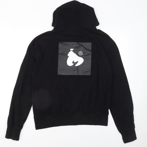 Money Mens Black Pullover Hoodie M Logo Graphic Cotton Sweatshirt