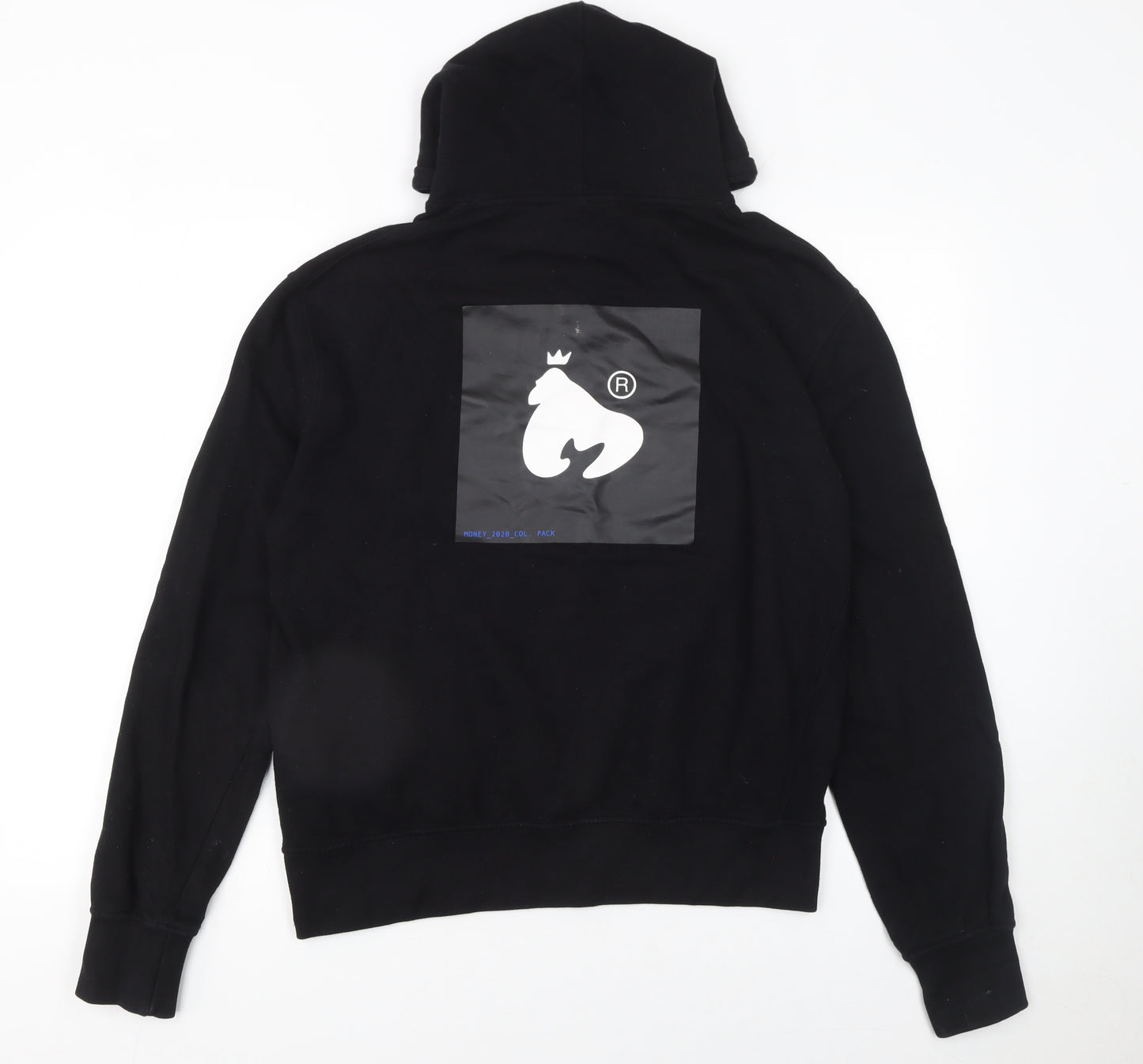 Money Mens Black Pullover Hoodie M Logo Graphic Cotton Sweatshirt