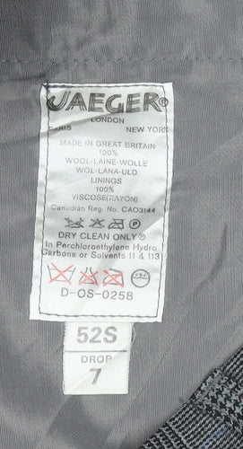 Jaeger Mens Grey Checked Wool Pleated Dress Trousers Size 36L