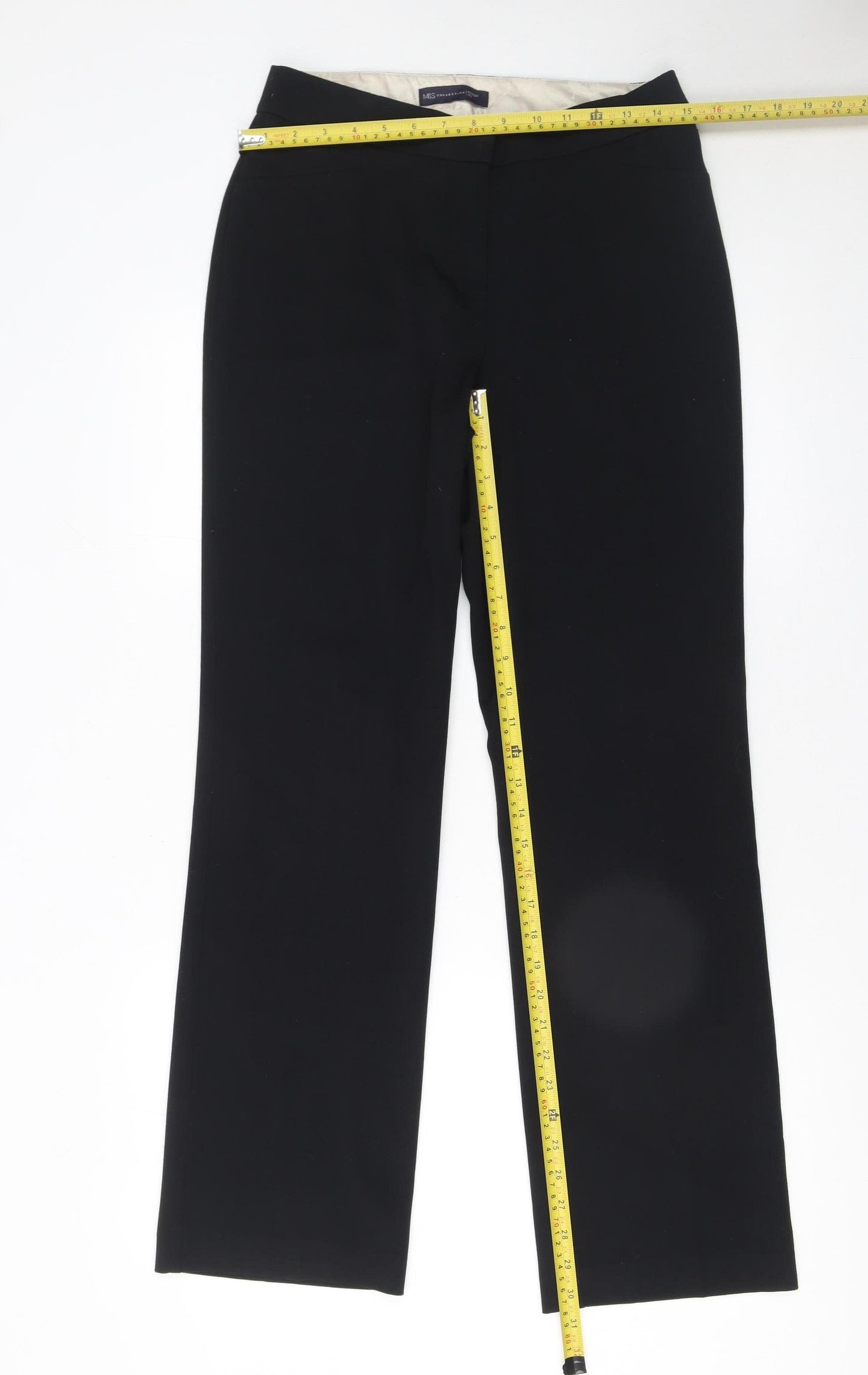 Marks and Spencer Women's Black Size 8 Straight Leg Dress Trousers