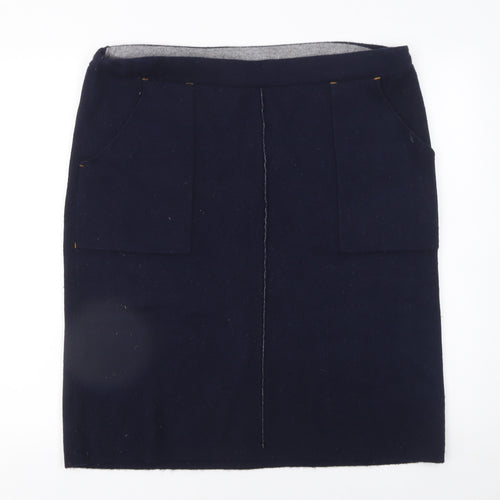 White Stuff Women’s Blue Knee Length Wool Blend Pencil Skirt Size 16