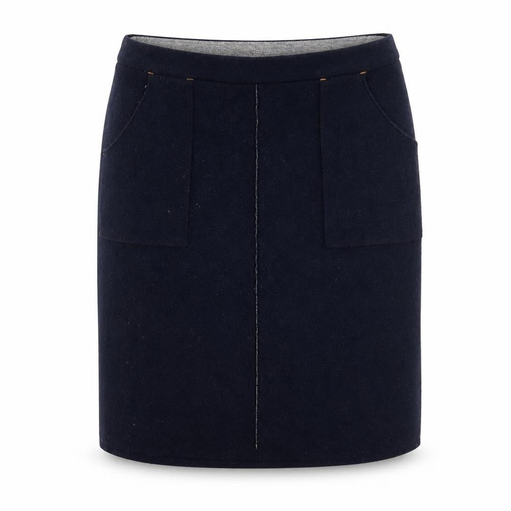 White Stuff Women’s Blue Knee Length Wool Blend Pencil Skirt Size 16