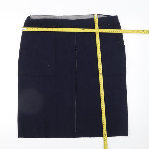 White Stuff Women’s Blue Knee Length Wool Blend Pencil Skirt Size 16