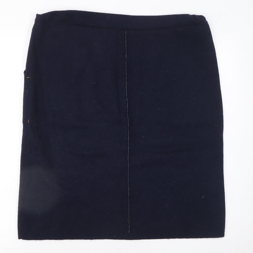 White Stuff Women’s Blue Knee Length Wool Blend Pencil Skirt Size 16
