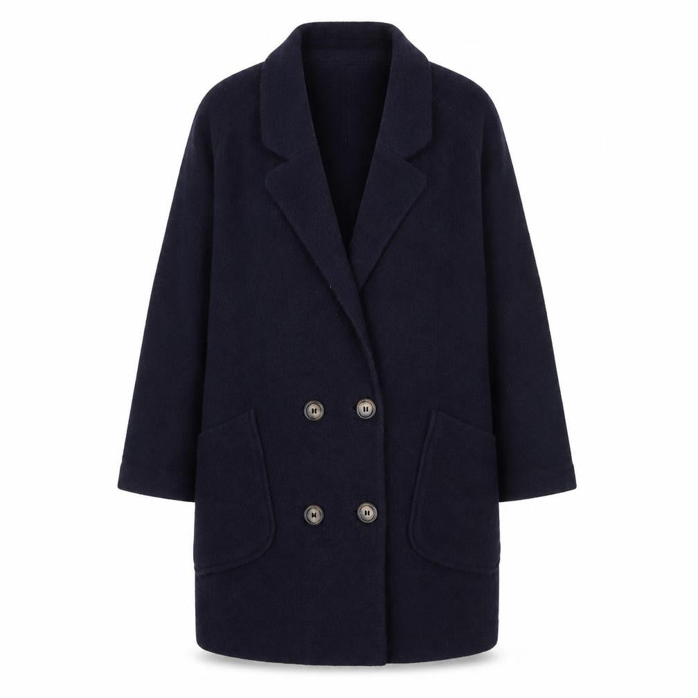 Front view of Kew 159 Women's Blue Wool Blend Double-Breasted Blazer UK 14