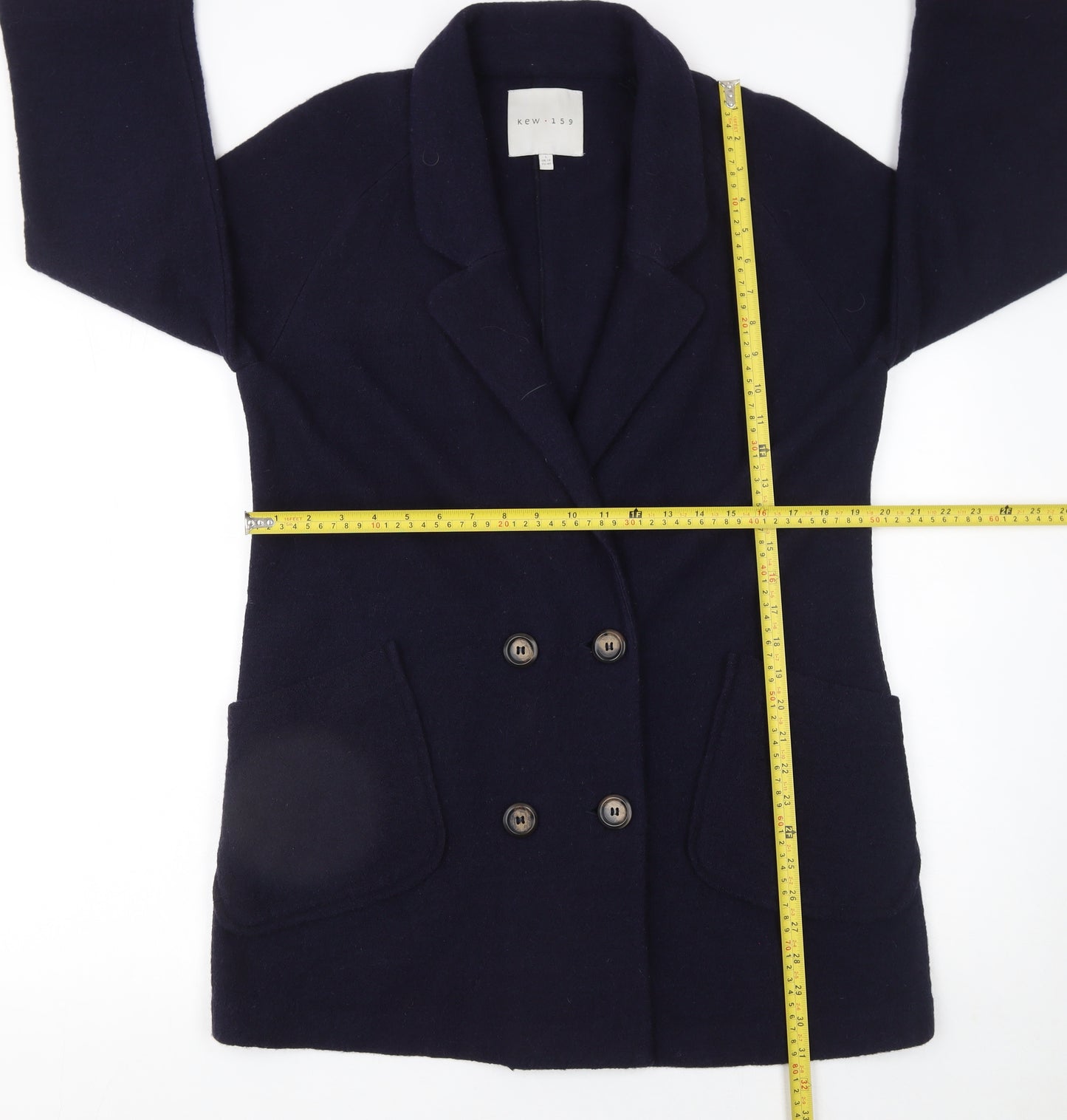 Kew 159 Women's Blue Wool Blend Double-Breasted Blazer UK 14