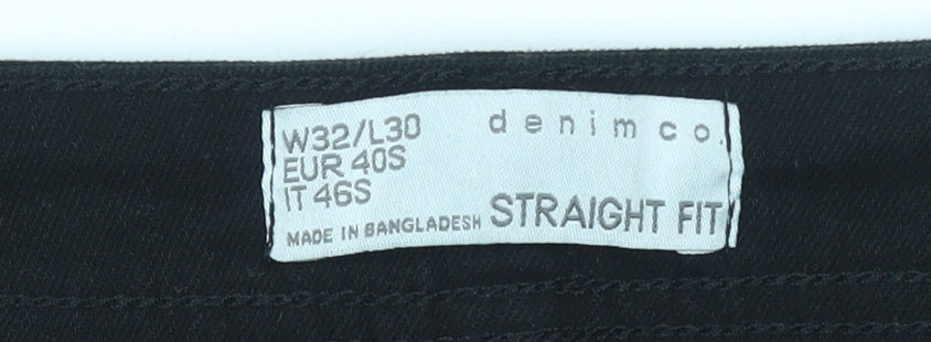 Denim Co Men’s Black Straight Fit Stretch Jeans W32 L30