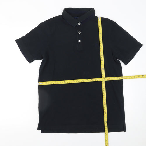 Jack & Jones Men's Black Large Cotton Short Sleeve Polo Shirt