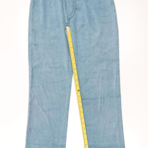 Cotton Traders Women Blue Velour Sweatpants Size 8 Elastic Waist