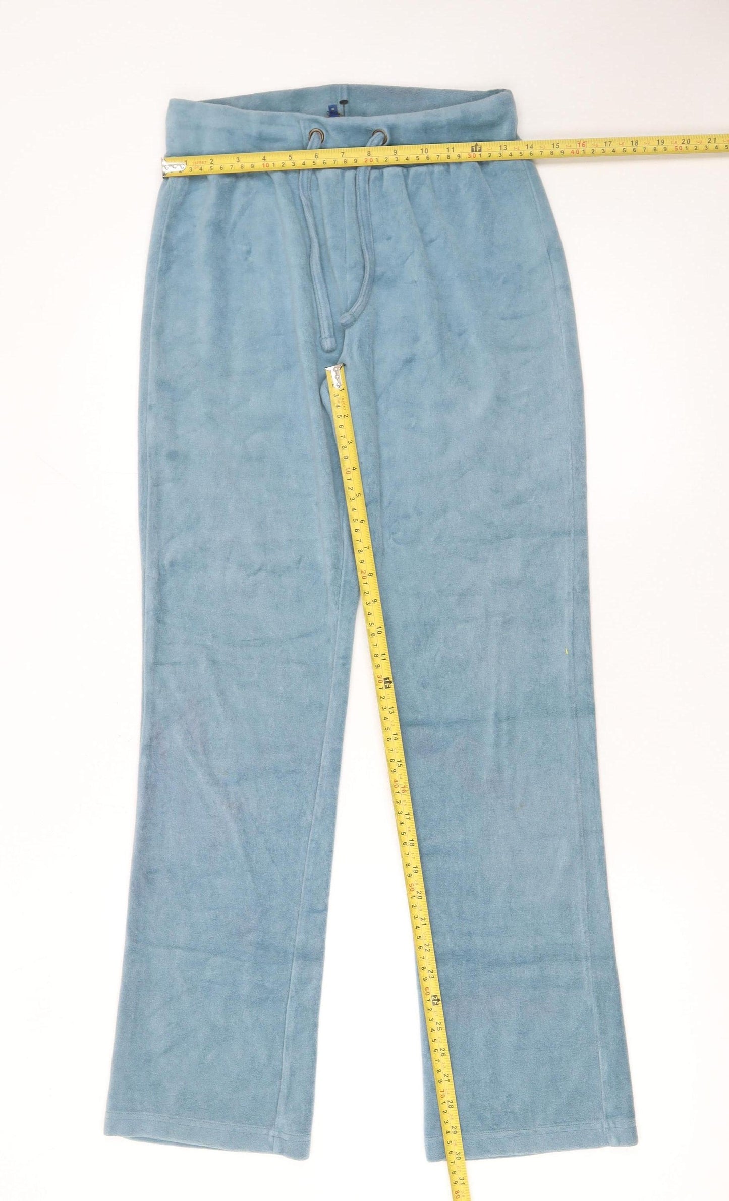 Cotton Traders Women Blue Velour Sweatpants Size 8 Elastic Waist