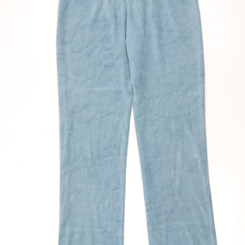 Cotton Traders Women Blue Velour Sweatpants Size 8 Elastic Waist