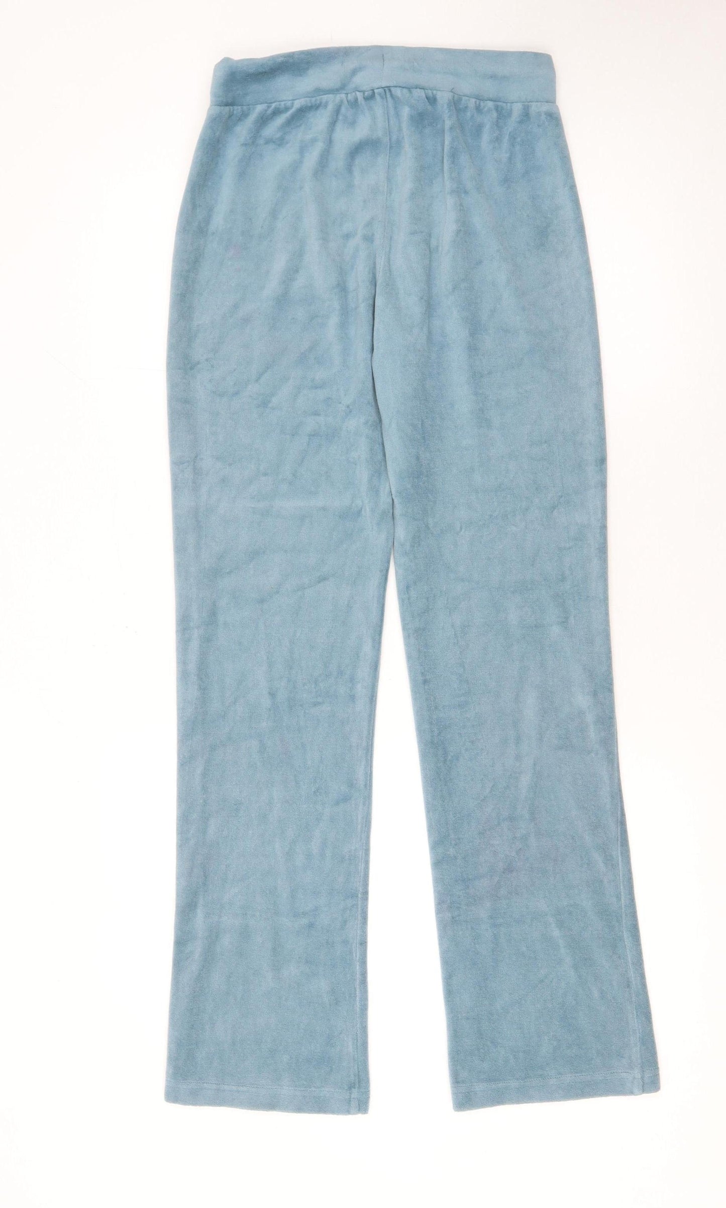 Cotton Traders Women Blue Velour Sweatpants Size 8 Elastic Waist
