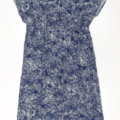 H&M Womens Blue Floral Jumpsuit Size 10 V-Neck Short Sleeve