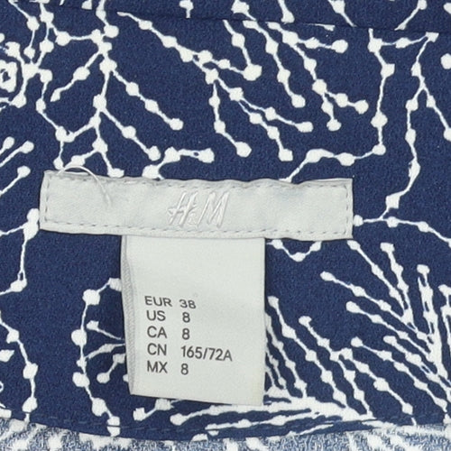 H&M Womens Blue Floral Jumpsuit Size 10 V-Neck Short Sleeve