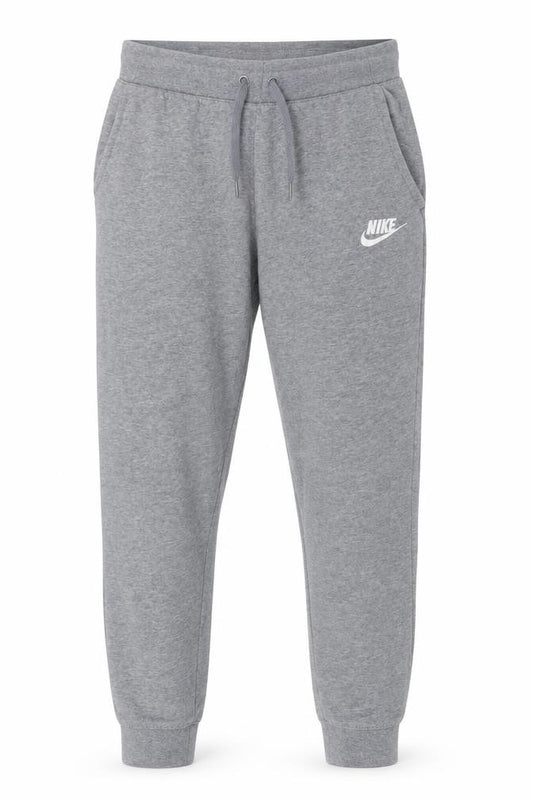Front view of Nike boys’ grey xl jogger sweatpants 156-166cm elastic waist pockets