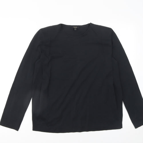 Massimo Dutti Womens Black Long Sleeve Basic Jersey T-Shirt Size S