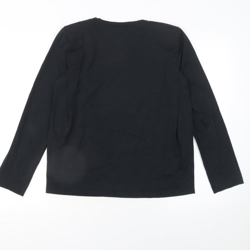 Massimo Dutti Womens Black Long Sleeve Basic Jersey T-Shirt Size S