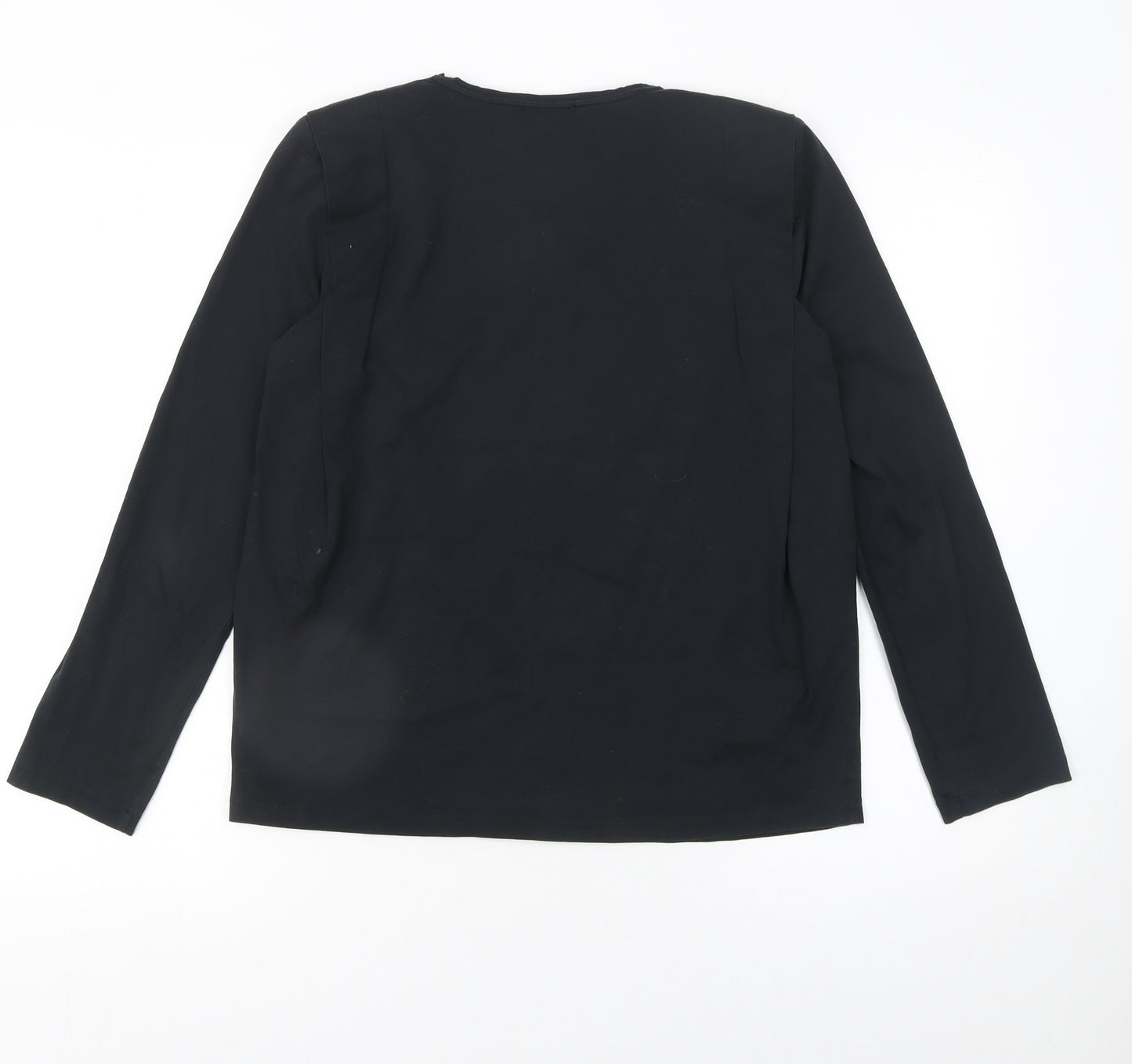 Massimo Dutti Womens Black Long Sleeve Basic Jersey T-Shirt Size S