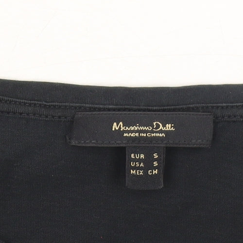 Massimo Dutti Womens Black Long Sleeve Basic Jersey T-Shirt Size S