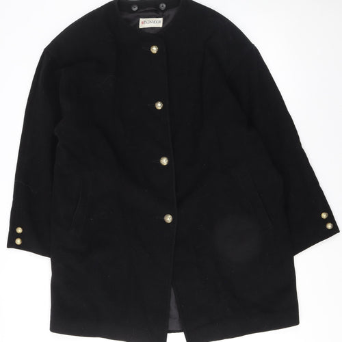 Windsmoor Women's Black Wool Mid-Length Overcoat Size 12