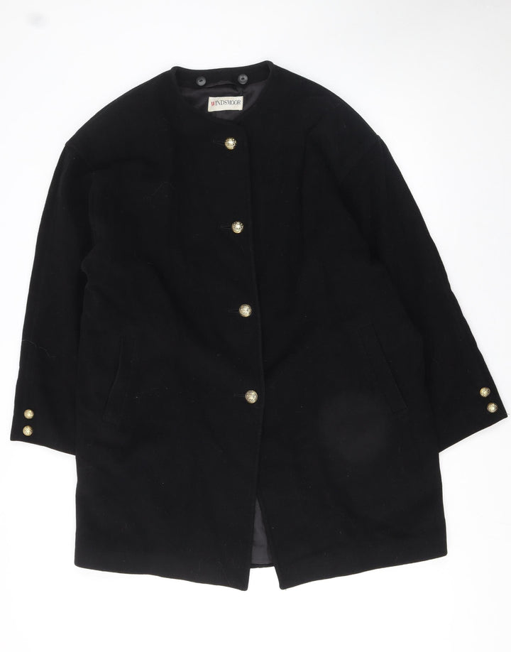 Windsmoor Women's Black Wool Mid-Length Overcoat Size 12