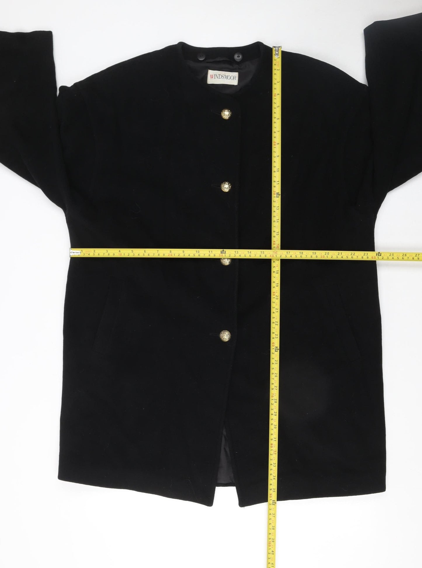 Windsmoor Women's Black Wool Mid-Length Overcoat Size 12