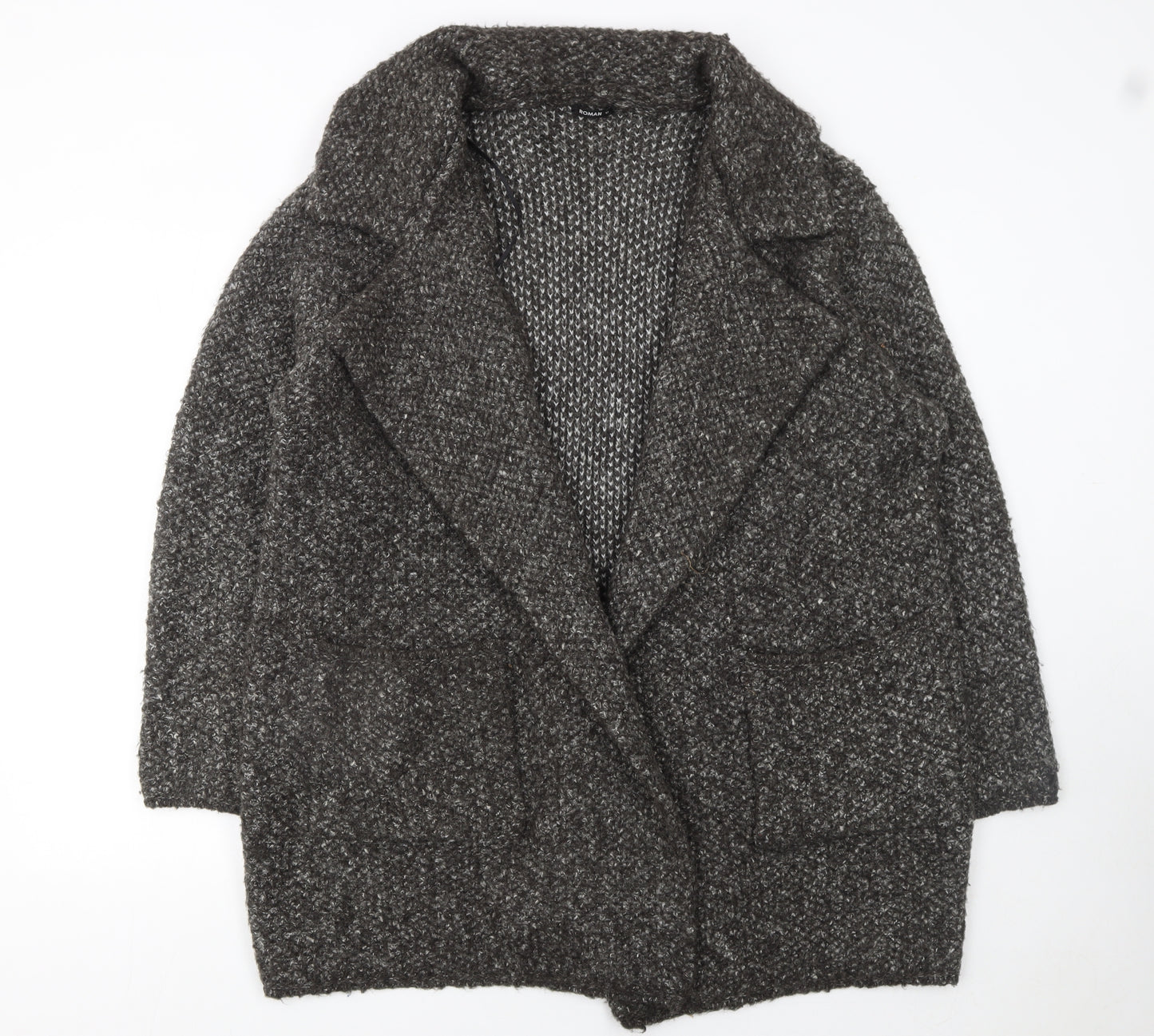 Roman Women’s Grey Chunky Knit Long Cardigan Size 18