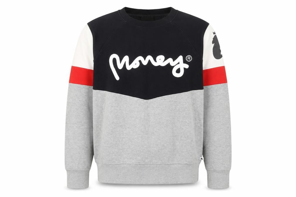Front view of Money Men’s Multicoloured M Pullover Sweatshirt Crew Neck Logo