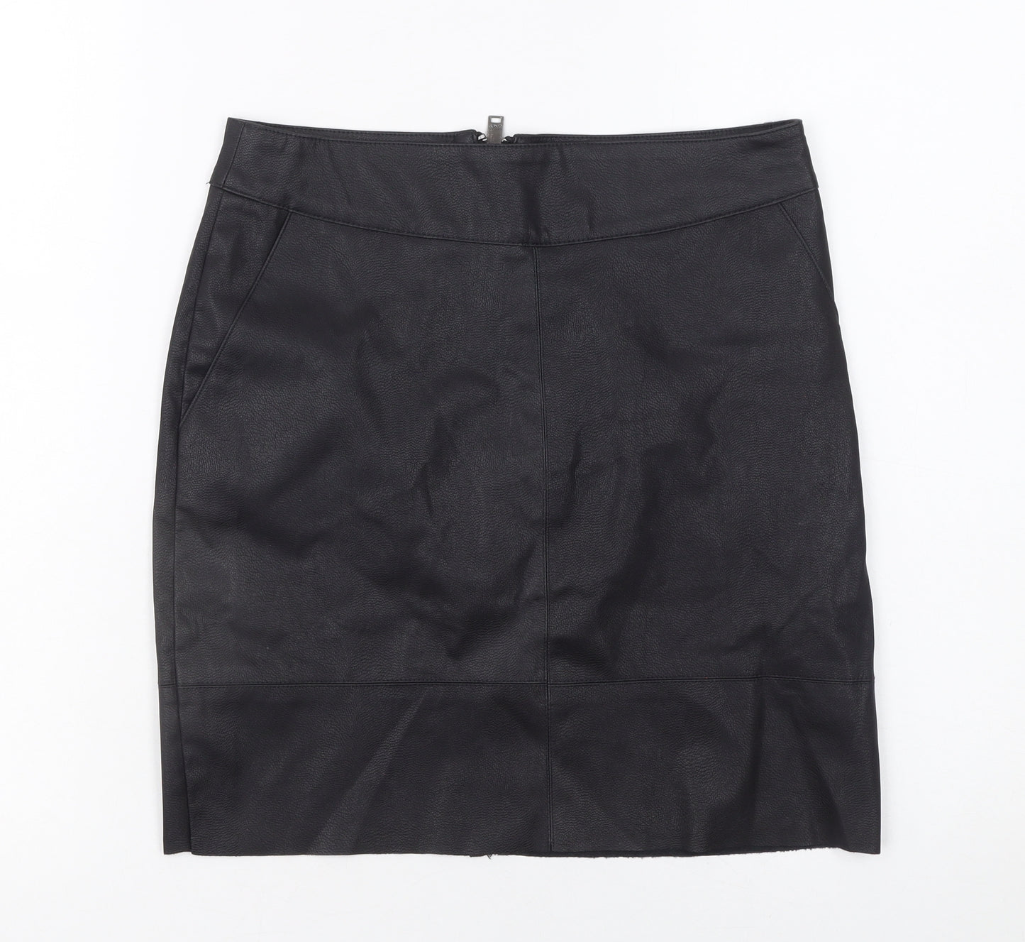 ONLY Women Black Faux Leather Pencil Skirt Size 6