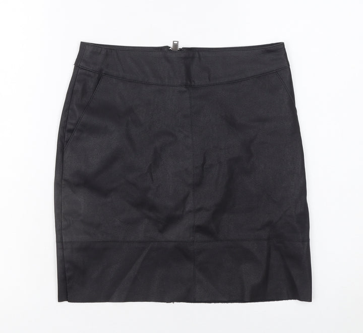 ONLY Women Black Faux Leather Pencil Skirt Size 6