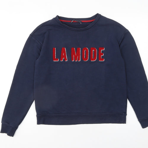 Marks and Spencer Women's Navy Sweatshirt UK 10 LA MODE Cotton Blend