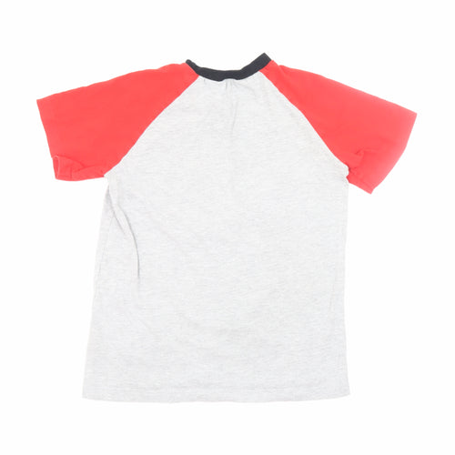 Manchester United Boys Grey Red T-Shirt 10-11 Years Short Sleeve Crew Neck
