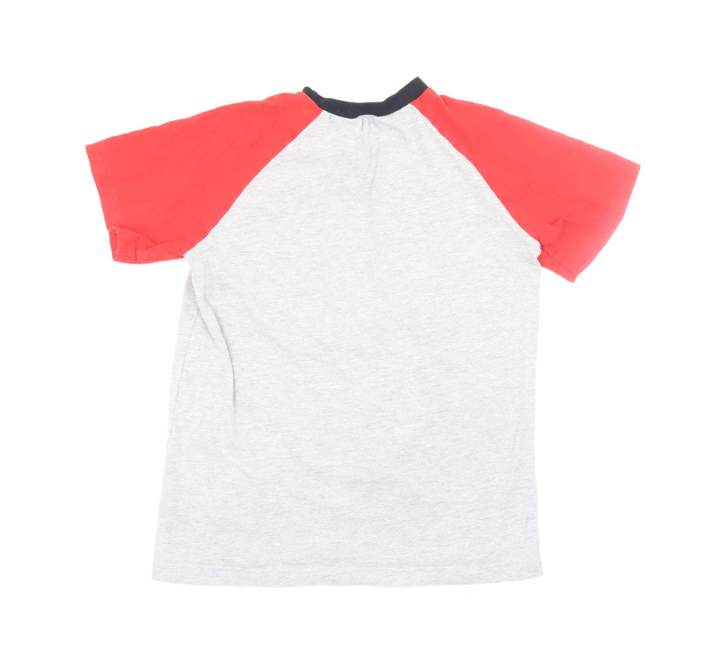 Manchester United Boys Grey Red T-Shirt 10-11 Years Short Sleeve Crew Neck