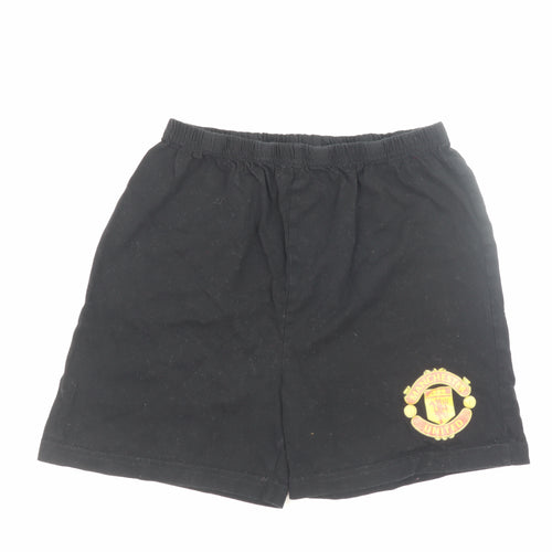 Manchester United Boys Black 10-11 Years Cotton Athletic Football Shorts