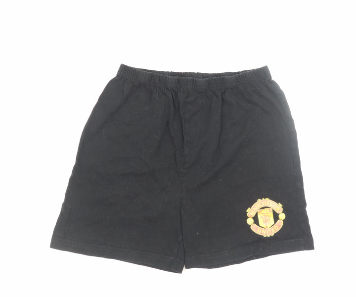 Manchester United Boys Black 10-11 Years Cotton Athletic Football Shorts