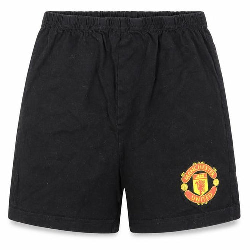 Manchester United Boys Black 10-11 Years Cotton Athletic Football Shorts