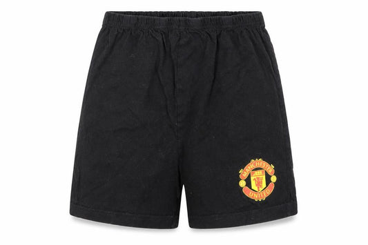 Manchester United Boys Black 10-11 Years Cotton Athletic Football Shorts