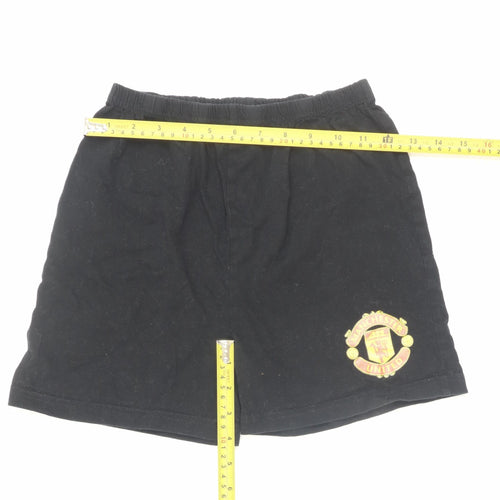 Manchester United Boys Black 10-11 Years Cotton Athletic Football Shorts