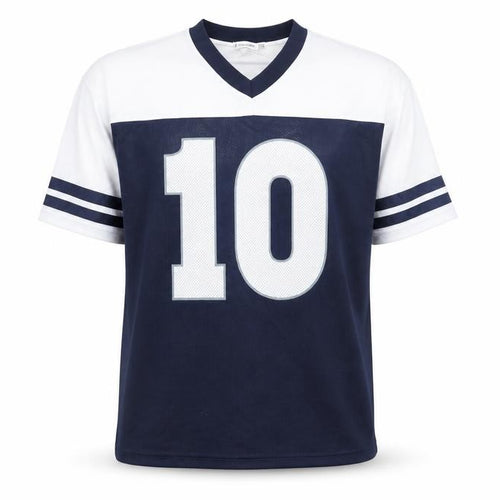 Stradivarius Men Blue White New York 10 Sports T-Shirt XS V-Neck